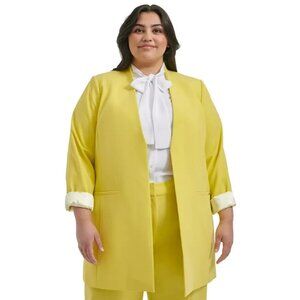 Calvin Klein Plus Size Solid Open Front Top Pear Size 18W Yellow Green SALE $169